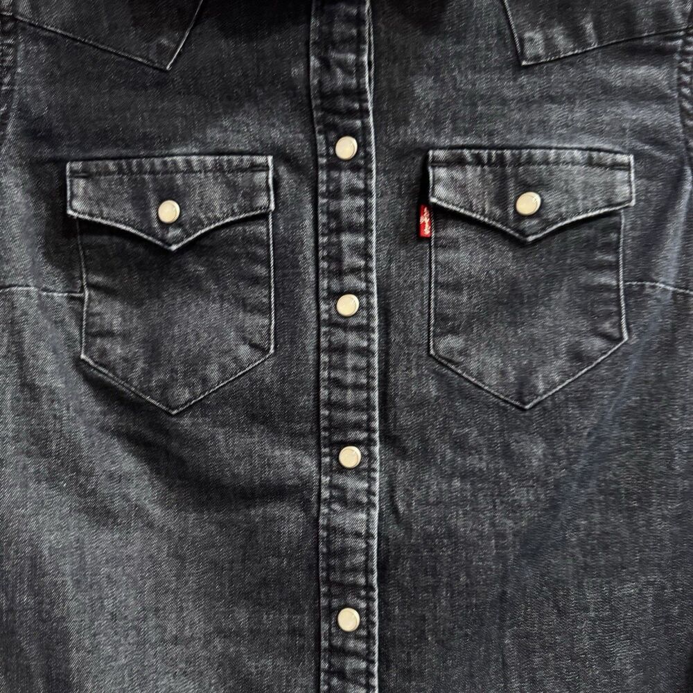 Levi’s Women's Indigo Denim Western Snap Shirt Tailored Fit XS - Picture 6 of 12